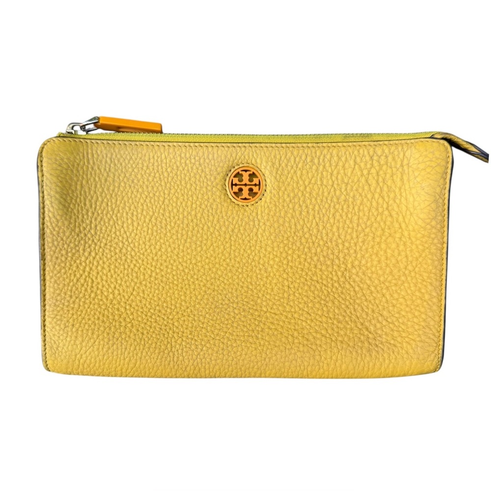 Tory Burch Yellow Pebbel Leather Clutch Bag